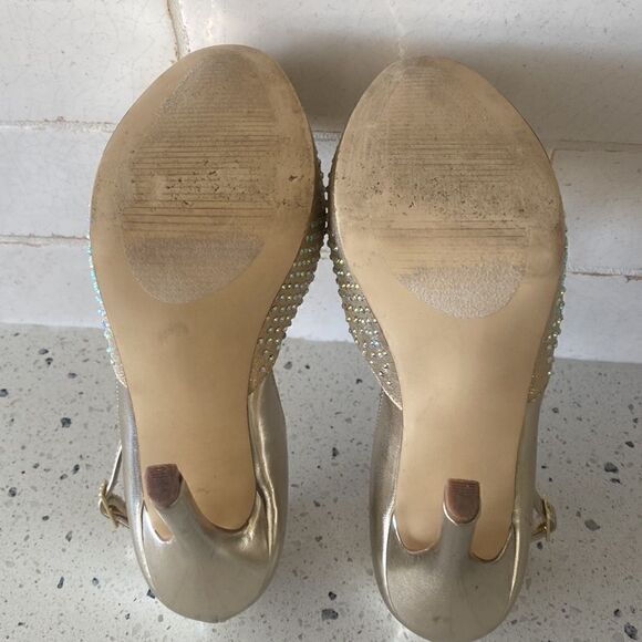 Steve Madden MEA Gold Bling Platform Stiletto Heels Ankle Strap Size Size 6 - Picture 8 of 12